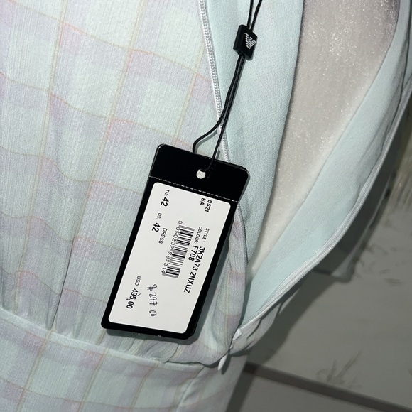 NWT EMPORIO ARMANI V-Neck Check Print Chiffon Dress Sz 42 (US 6) - Picture 15 of 16